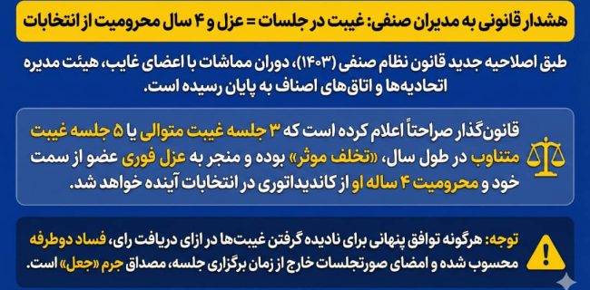 تبصره قانونی در هیئت مدیره اصناف: غیبت کنید، حذف می‌شوید!