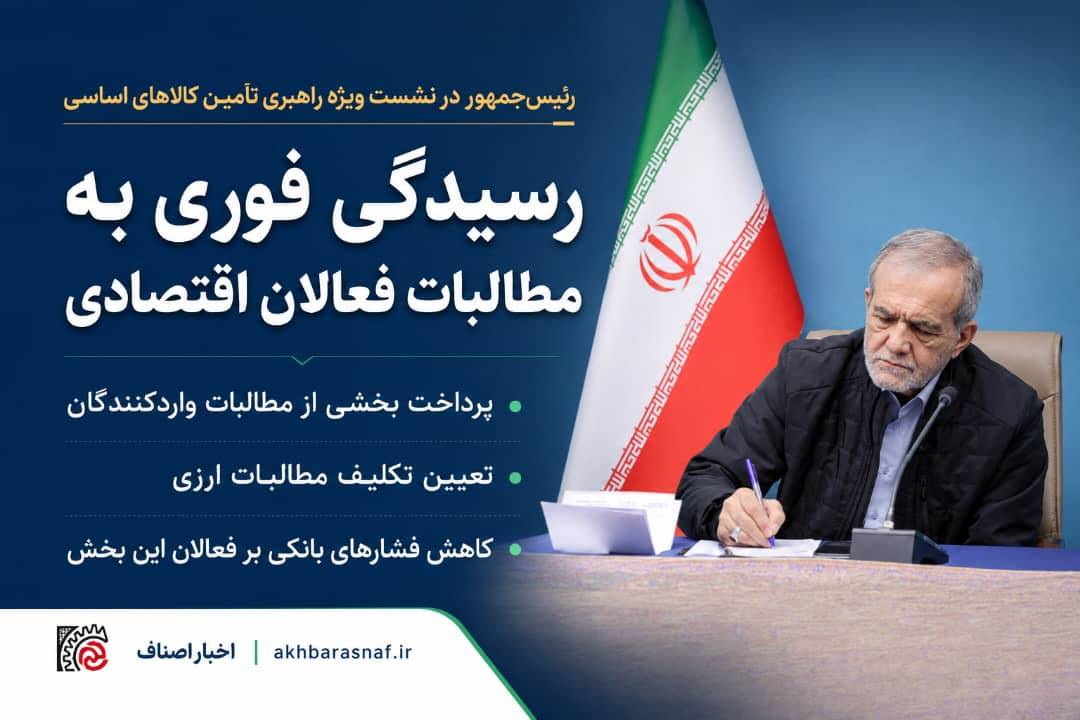 رئیسجمهور در نشست ویژه راهبری تامین کالاهای اساسی: رسیدگی فوری به مطالبات فعالان اقتصادی رئیسجمهور در نشست ویژه راهبری تامین کالاهای اساسی: رسیدگی فوری به مطالبات فعالان اقتصادی