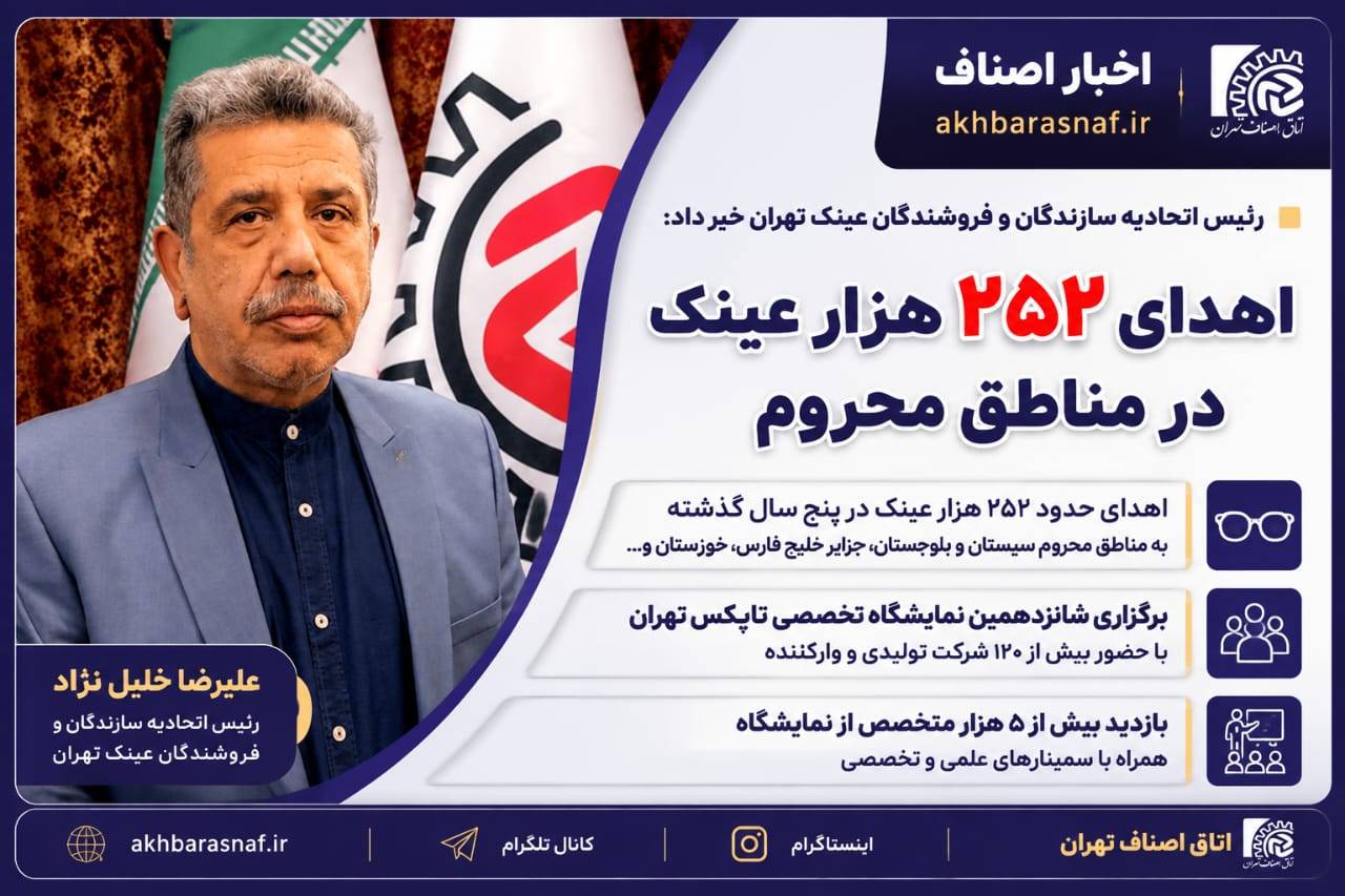 اهدای ۲۵۲ هزار عینک به محرومان؛ روایت یک اقدام ماندگار از اتحادیه عینک تهران