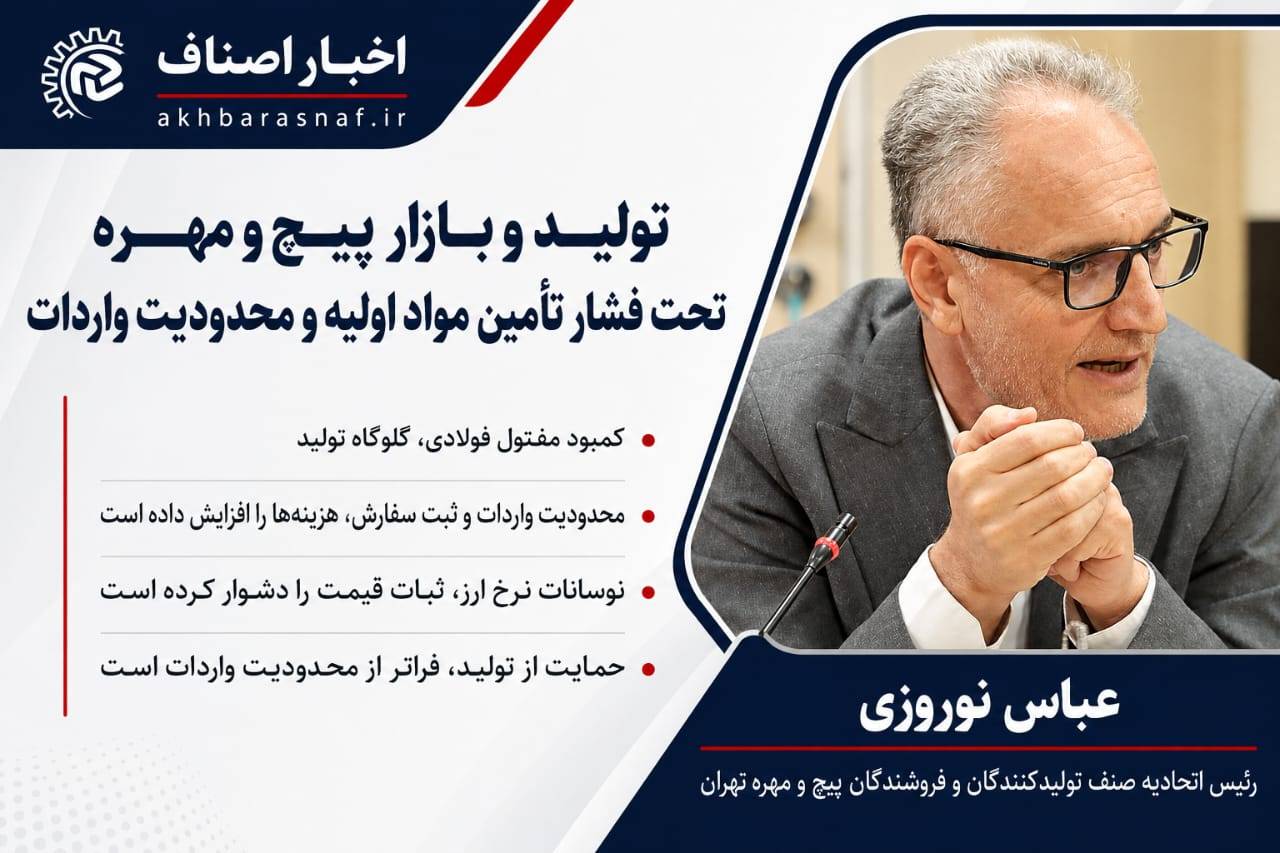 هشدار از بازار پیچ و مهره؛ تولید در تنگنای مواد اولیه، واردات در پیچوخم محدودیتها
