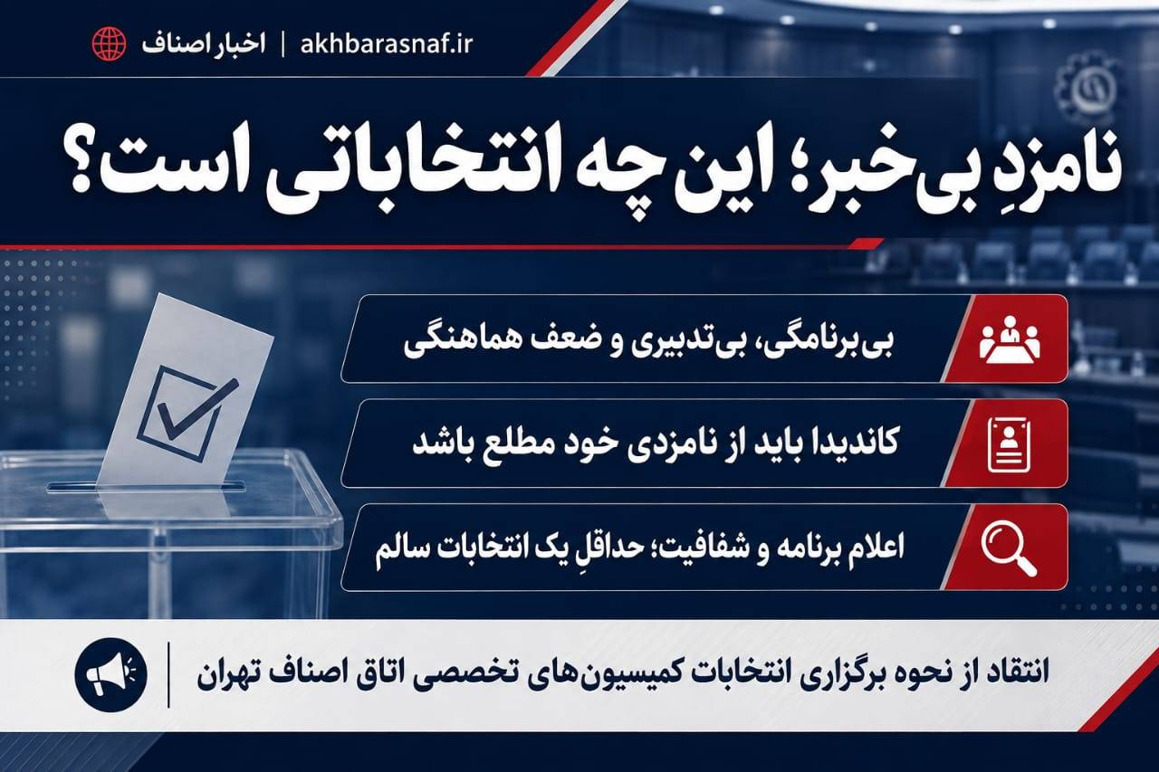 کاندیدای بیخبر؛ حاصل بیبرنامگی و ضعف هماهنگی در اتاق اصناف تهران! بیتدبیری در انتخابات کمیسیونها؛ برخی کاندیداها چرا بیخبر ماندند؟